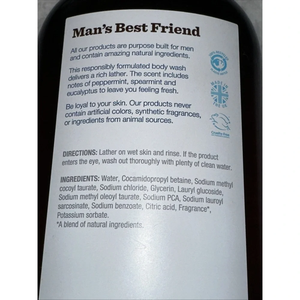 Bulldog Skincare for Men Peppermint & Eucalyptus Body Wash 16.9 fl oz 500ml NEW